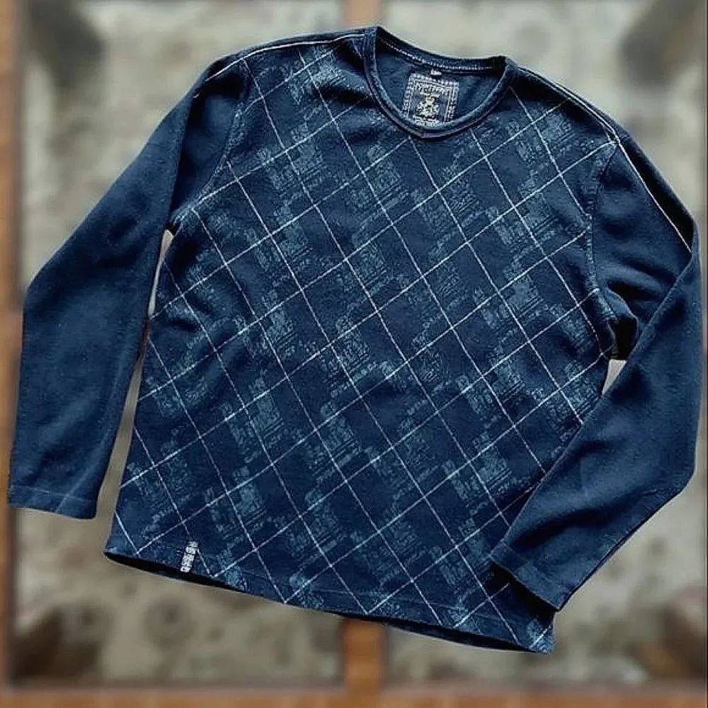 Point Zero navy abstract argyle sweater